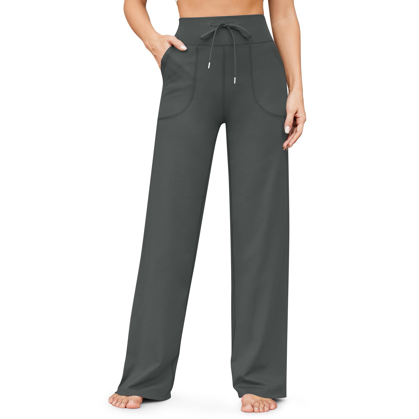 thumbnail image 2 of Pantalones leggings de yoga de cintura alta para mujer - Ropa deportiva de nailon para el gimnasio, cómoda y para todas las estaciones, 2 of 6